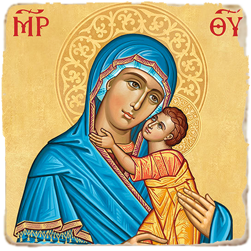 The Blue Madonna Icon,Marble Icon,Handmade,Baptism gift,Christian Icon