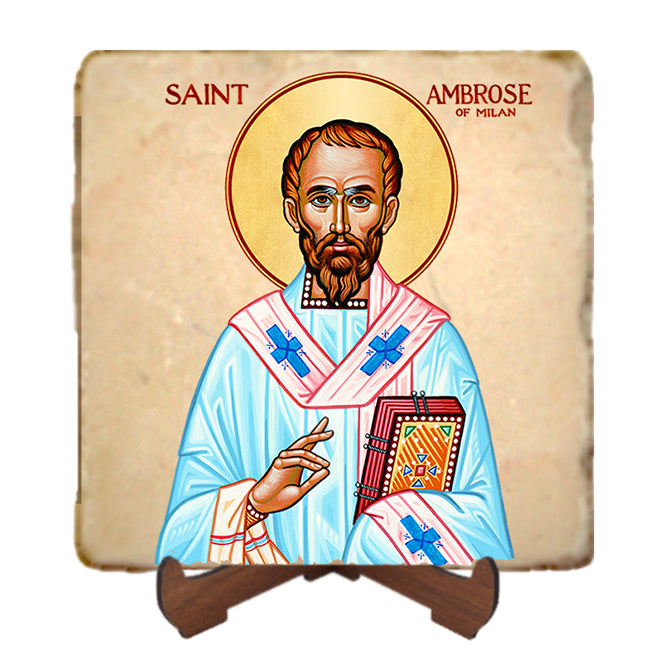 St. Ambrose Icon,Men Saints,Marble Icon,Handmade,Prayer gift,Christian Icon
