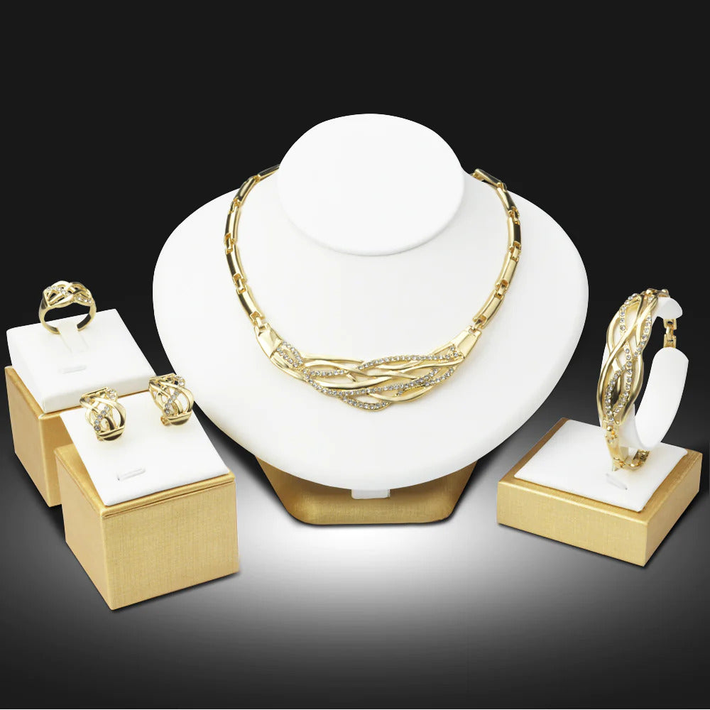 Special design women’s jewelry set with 18K gold plated stones
