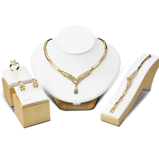 18K gold plated romantic design crystal lady jewelry set - Denoss