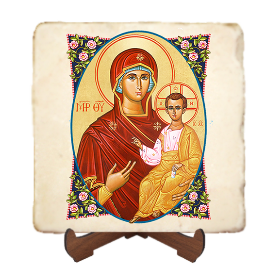 Byzantine Madonna,Marble Icon,Handmade,Baptism gift,Christian Icon