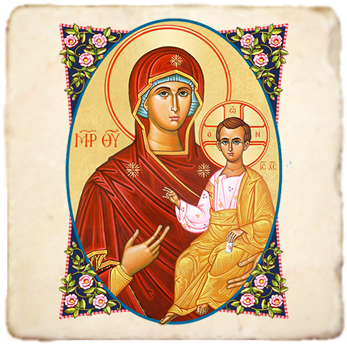 Byzantine Madonna,Marble Icon,Handmade,Baptism gift,Christian Icon