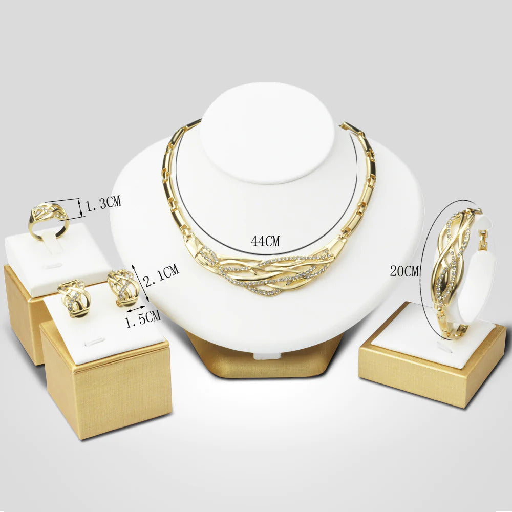 Special design women’s jewelry set with 18K gold plated stones