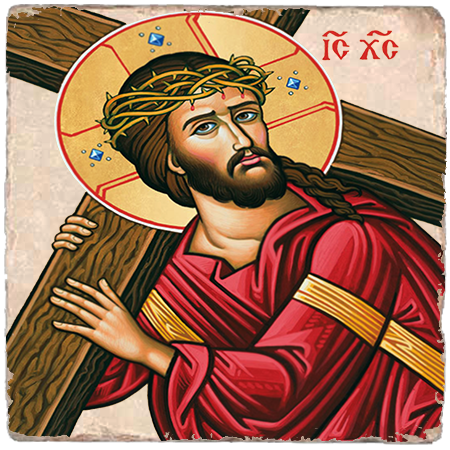 Christ Carrying the Cross Icon Marble Icon,Handmade,Baptism gift,Christian Icon