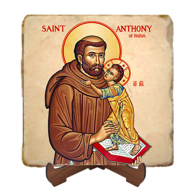 St.Anthony of Padua Icon,Men Saints,Marble Icon,Handmade,Prayer gift,Christian Icon