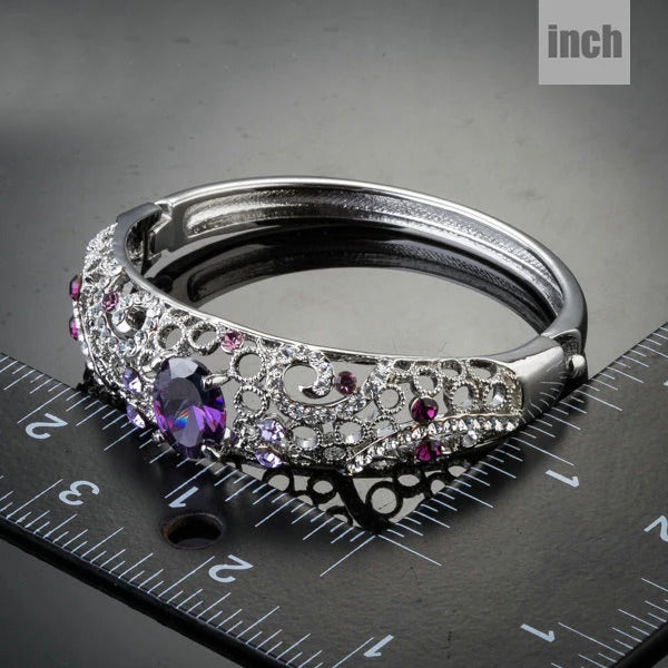 Platinum Amethyst Rhinestone Bracelet for Women