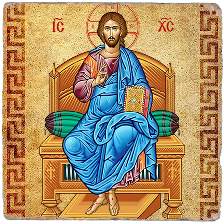 Christ Enthroned Icon Marble Icon,Handmade,Baptism gift,Christian Icon