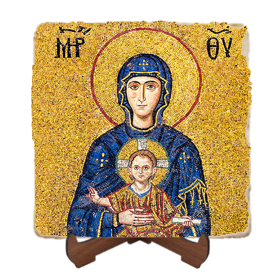 Hagia Sophia Madonna,Marble Icon,Handmade,Baptism gift,Christian Icon