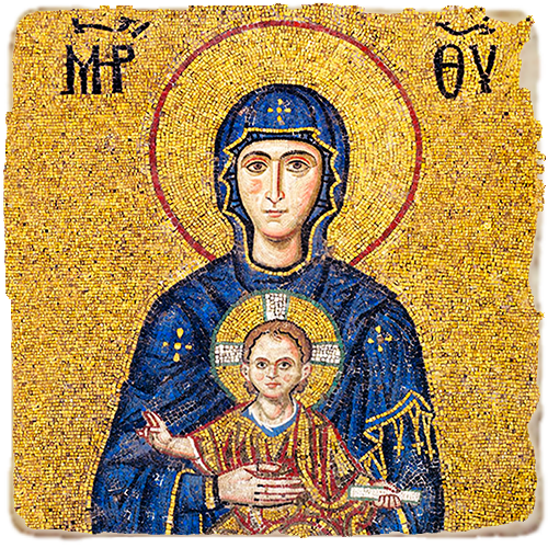 Hagia Sophia Madonna,Marble Icon,Handmade,Baptism gift,Christian Icon