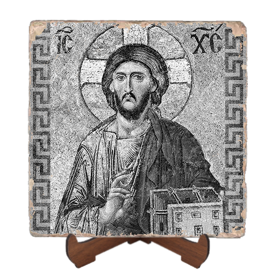Christ Pantocrator Icon Marble Icon,Handmade,Baptism gift,Christian Icon