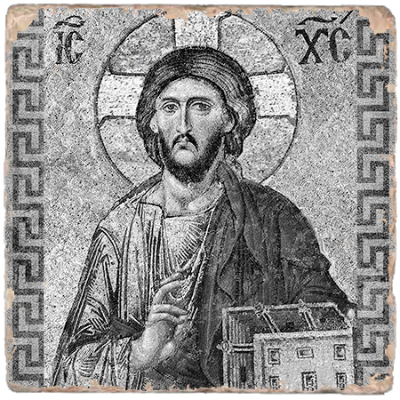 Christ Pantocrator Icon Marble Icon,Handmade,Baptism gift,Christian Icon