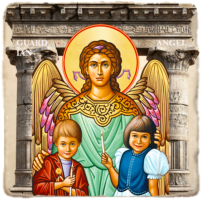 Guardian Angel & Children Icon,Marble Icon,Handmade,Baptism gift,Christian Icon