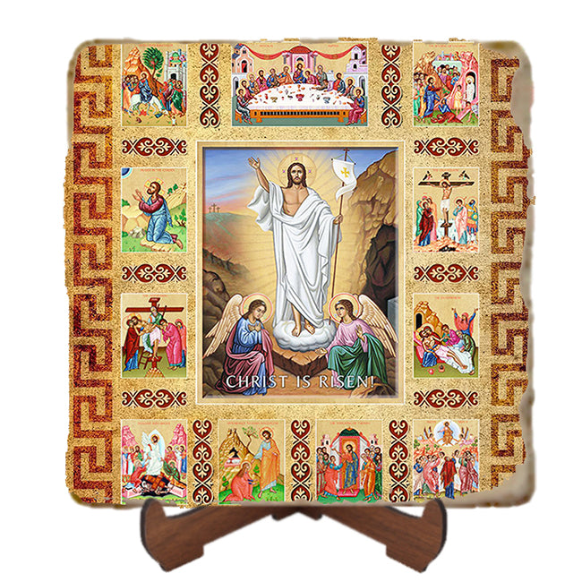 Christ is Risen Story (2) Icon,Marble Icon,Handmade,Prayer gift,Christian Icon