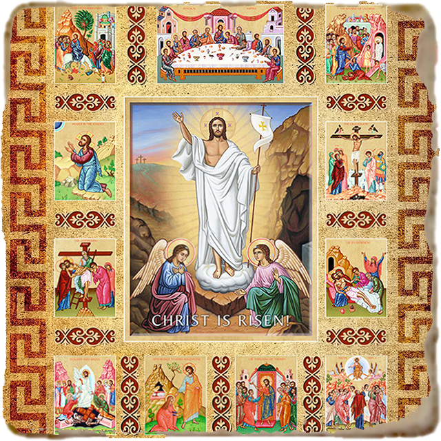 Christ is Risen Story (2) Icon,Marble Icon,Handmade,Prayer gift,Christian Icon