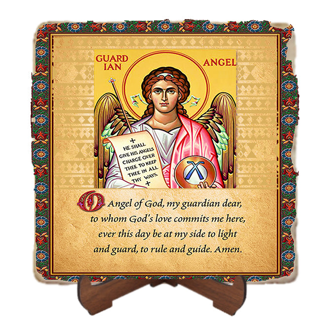 Guardian Angel Inspirational Plaque Icon,Marble Icon,Handmade,Baptism gift,Christian Icon