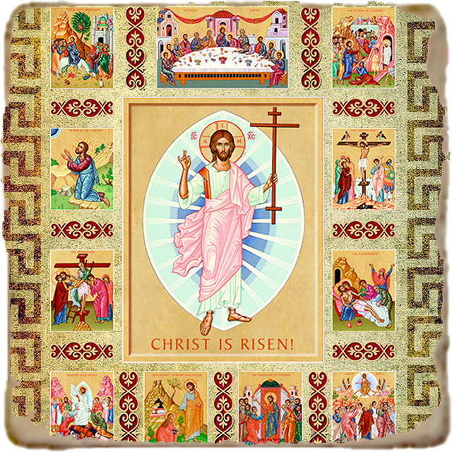 Christ is Risen Story Icon,Marble Icon,Handmade,Prayer gift,Christian Icon