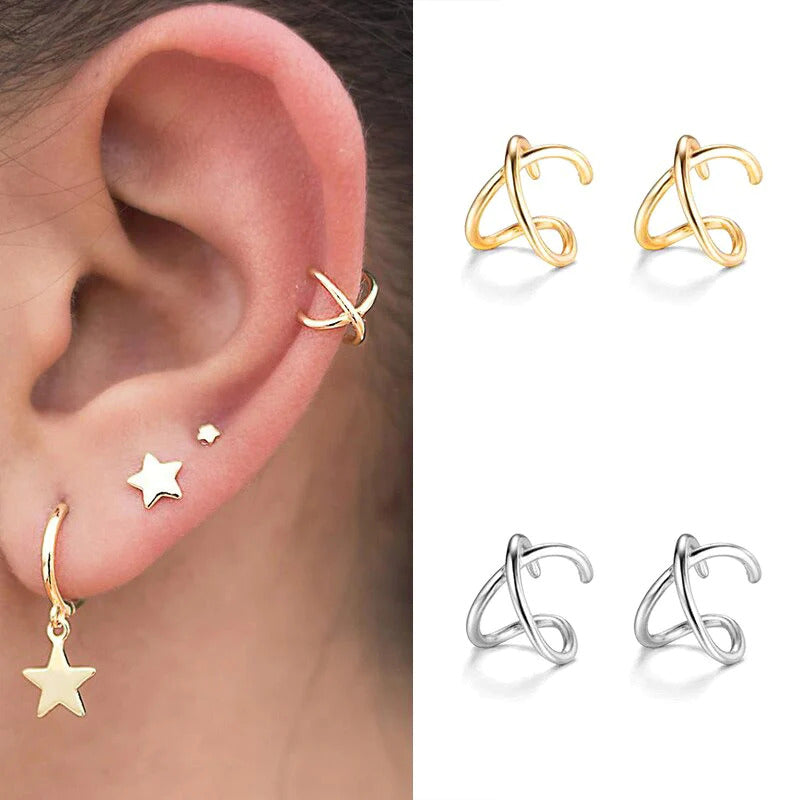 1 piece Tiny & Dainty Criss Cross Cartilage Ear Cuff Earrings