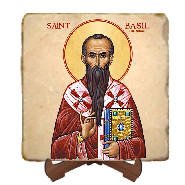 St.Basil the Great Icon,Men Saints,Marble Icon,Handmade,Prayer gift,Christian Icon