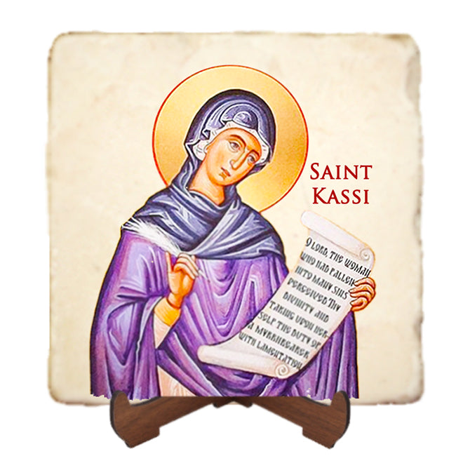 St.Kassi Icon,Women Saint,Marble Icon,Handmade,Prayer gift,Christian Icon