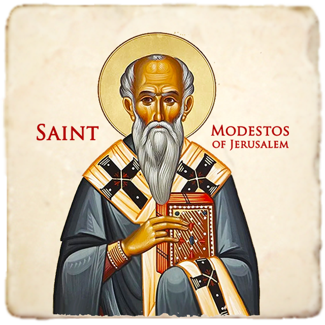 St.Modestos of Jerusalem Icon,Men Saints,Marble Icon,Handmade,Prayer gift,Christian Icon
