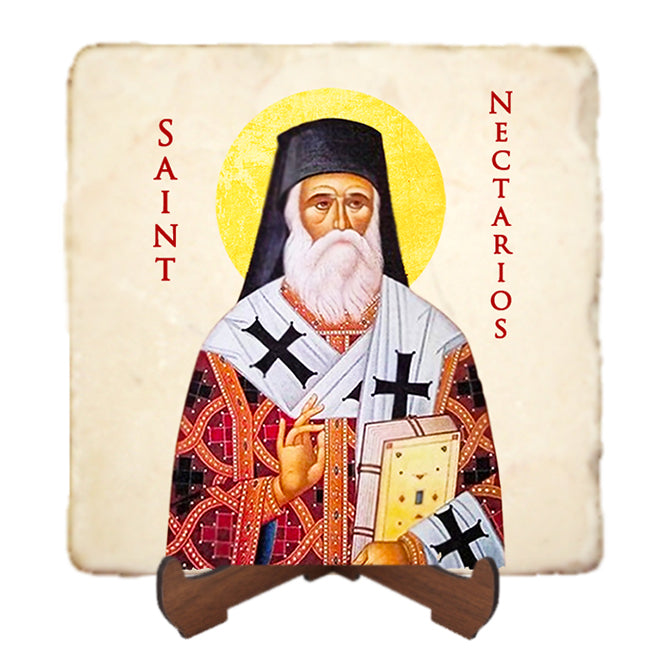 St.Nectarios Icon,Men Saints,Marble Icon,Handmade,Prayer gift,Christian Icon