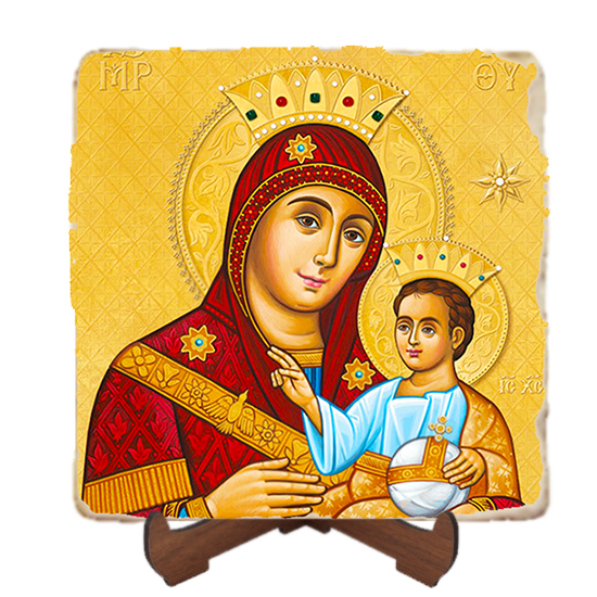 Our Lady of Bethlehem,Marble Icon,Handmade,Baptism gift,Christian Icon