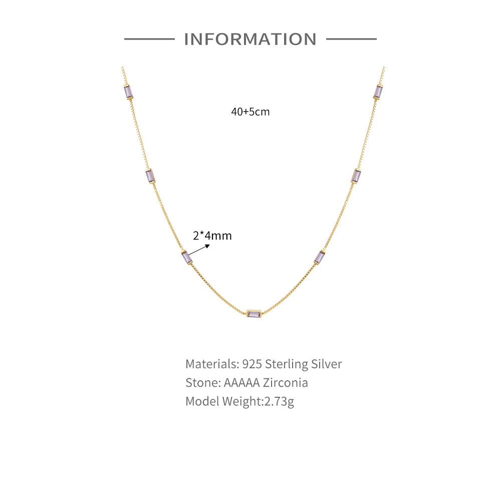 Gold Fine White Zircon Necklace