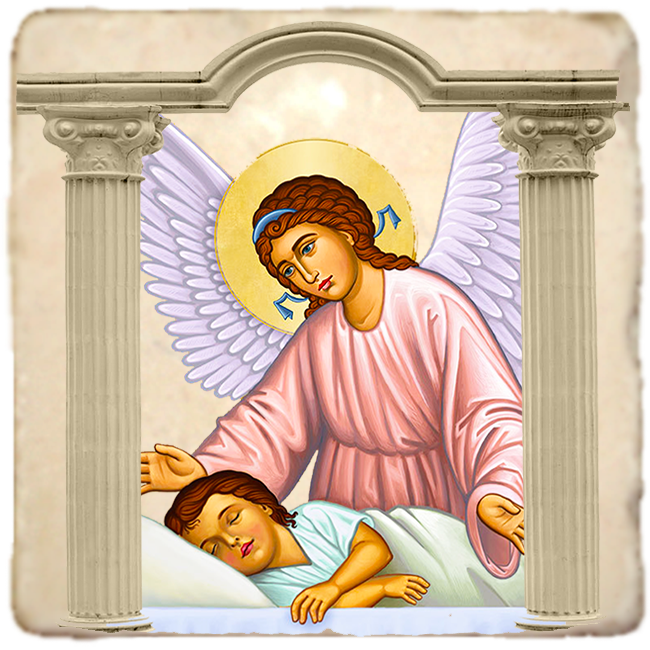 Never Alone angel Icon,Marble Icon,Handmade,Baptism gift,Christian Icon