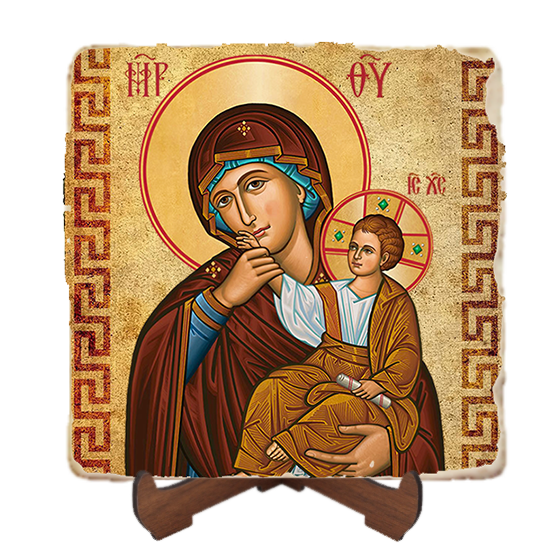 Our Lady of Consolation,Marble Icon,Handmade,Baptism gift,Christian Icon