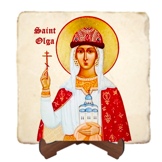 St.Olga Icon,Women Saint,Marble Icon,Handmade,Prayer gift,Christian Icon