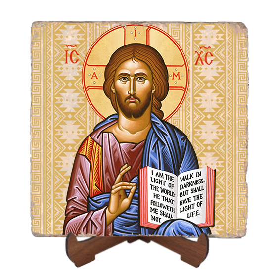 Christ the Teacher Icon,Marble Icon,Handmade,Baptism gift,Christian Icon