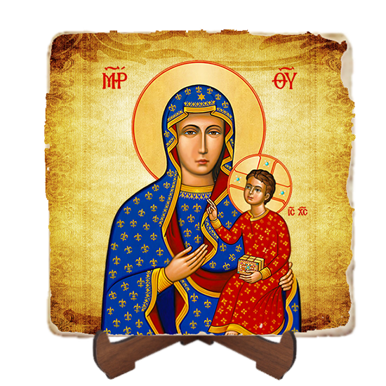 Our Lady of Czestochowa,Marble Icon,Handmade,Baptism gift,Christian Icon