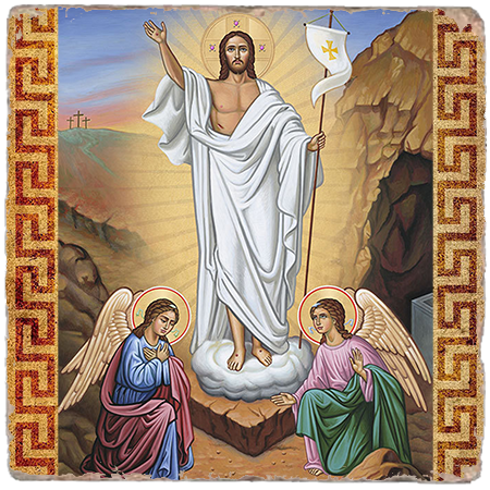 Christ Victorious Icon,Marble Icon,Handmade,Baptism gift,Christian Icon