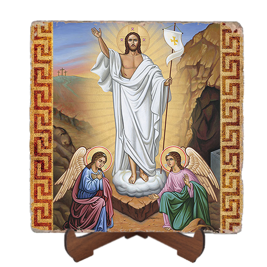 Christ Victorious Icon,Marble Icon,Handmade,Baptism gift,Christian Icon