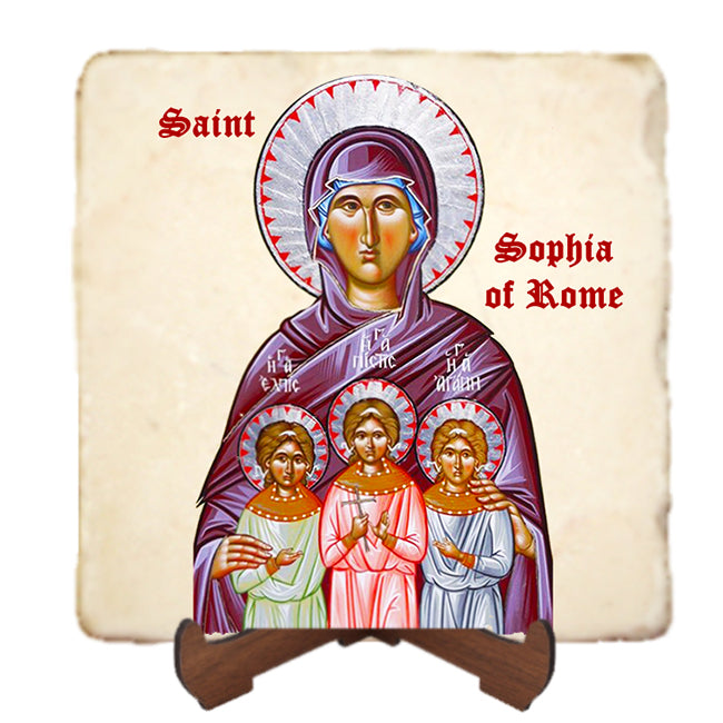 St.Sophia of Rome Icon,Women Saint,Marble Icon,Handmade,Prayer gift,Christian Icon
