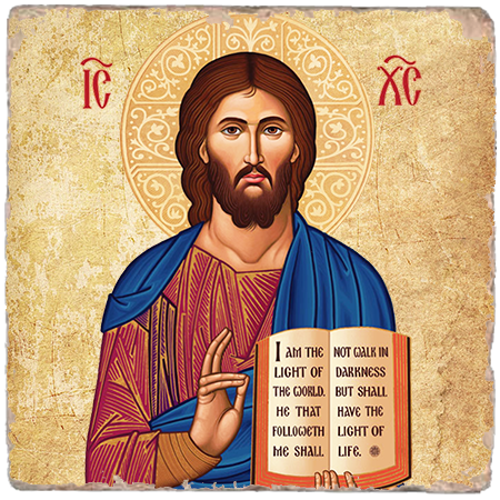 Cretan-Style Christ the Teacher Icon,Marble Icon,Handmade,Baptism gift,Christian Icon
