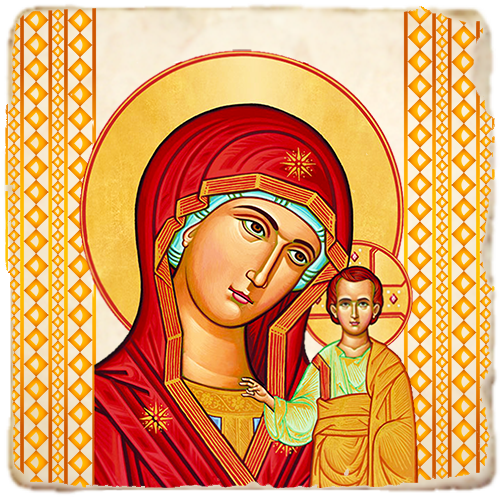 Our Lady of Kazan,Marble Icon,Handmade,Baptism gift,Christian Icon