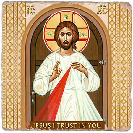 Divine Mercy Icon,Marble Icon,Handmade,Baptism gift,Christian Icon
