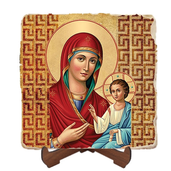 Our Lady of Light,Marble Icon,Handmade,Baptism gift,Christian Icon