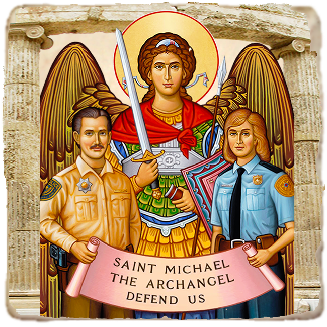 Saint Michael Protector of Police Icon,Marble Icon,Handmade,Baptism gift,Christian Icon