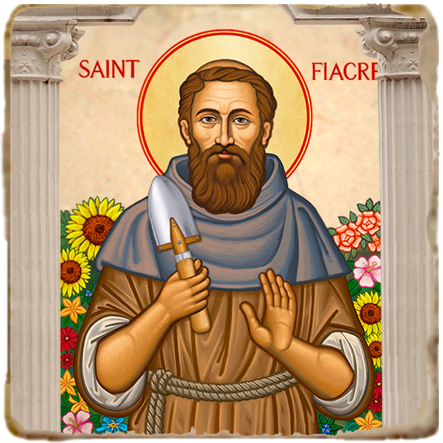 St.Fiacre Icon,Men Saints,Marble Icon,Handmade,Prayer gift,Christian Icon
