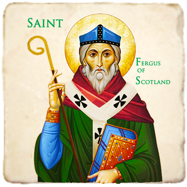St.Fergus of Scotland Icon,Men Saints,Marble Icon,Handmade,Prayer gift,Christian Icon