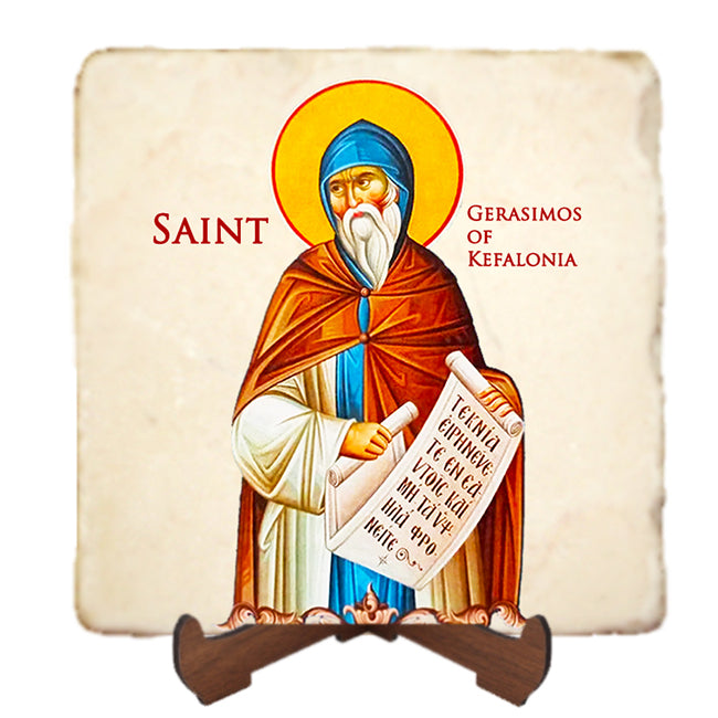 St.Gerasimos of Kefalonia Icon,Men Saints,Marble Icon,Handmade,Prayer gift,Christian Icon