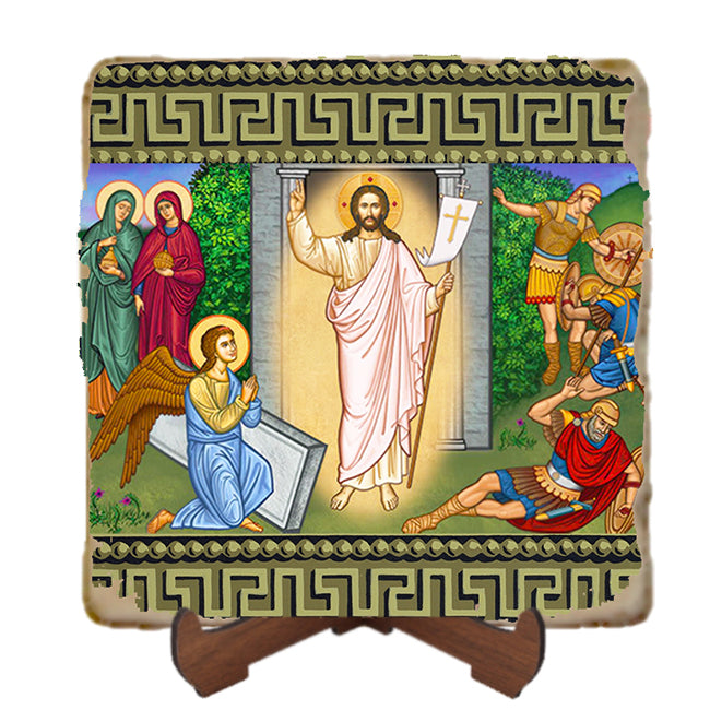 Easter Tableau Icon,Marble Icon,Handmade,Prayer gift,Christian Icon