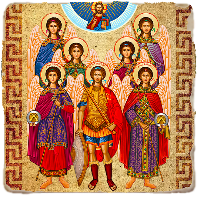Seven Holy Archangels Icon,Marble Icon,Handmade,Baptism gift,Christian Icon