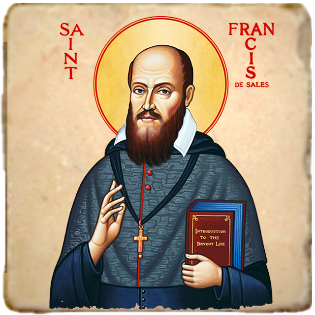 St.Francis de Sales Icon,Men Saints,Marble Icon,Handmade,Prayer gift,Christian Icon