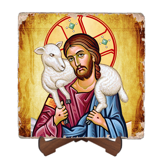 Good Shepherd Icon,Marble Icon,Handmade,Baptism gift,Christian Icon