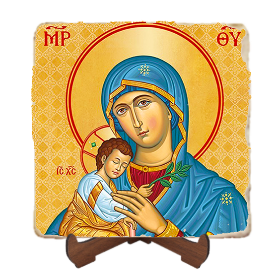 Our Lady of Peace,Marble Icon,Handmade,Baptism gift,Christian Icon