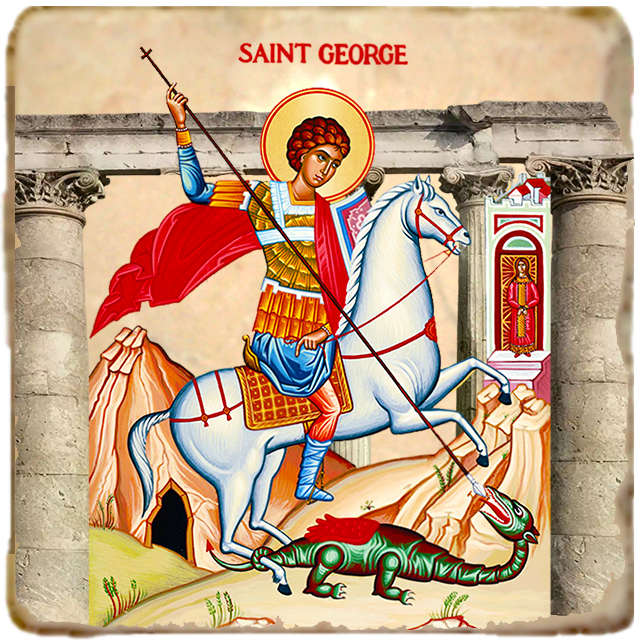 St.George Icon,Men Saints,Marble Icon,Handmade,Prayer gift,Christian Icon