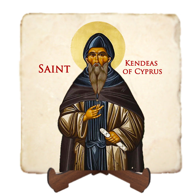 St.Kendeas of Cyprus Icon,Men Saints,Marble Icon,Handmade,Prayer gift,Christian Icon